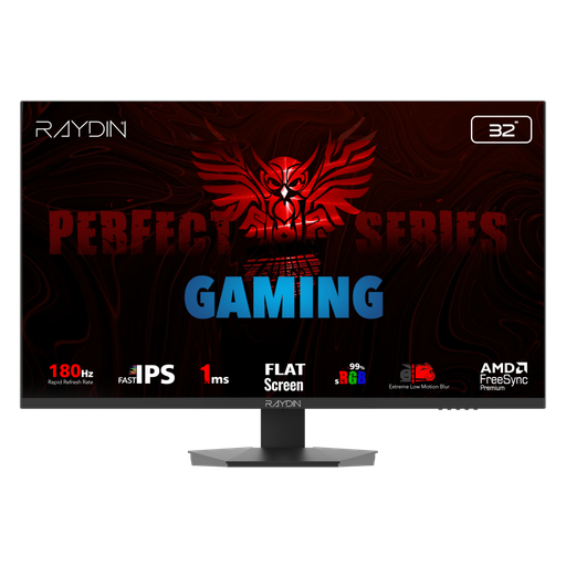 [EG32EQI-180HZ] RAYDIN EG32EQI-180HZ, 31.5", 1ms, 180Hz, 2K Quad 350 nits, HD, 2xHDMI, DP, Hoparlör, IPS LED, Flat, Frameless, FreeSync Gaming Monitör