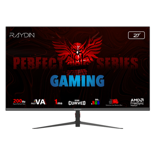 [MM27RFA-200HZ] RAYDIN MM27RFA-200HZ, 27", 1ms, 200Hz, Full HD, 2xHDMI, DP, VA LED, R1500 Curved, Frameless, FreeSync Gaming Monitör