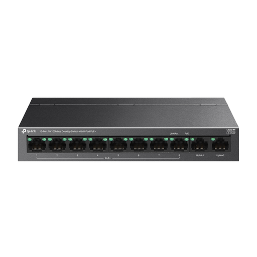 [LS110P] TP-LINK LS110P, Green Tech, 10 Port, MegaBit, 8 Port PoE+ 96W, Metal Kasa, Yönetilemez, Masaüstü Switch