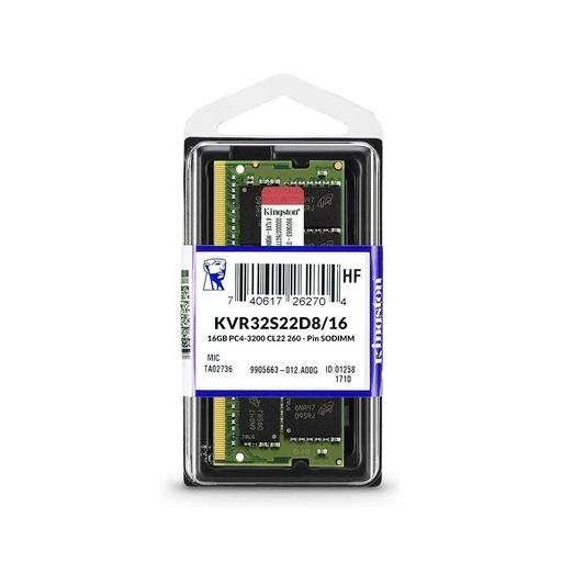 [KVR32S22D8-16-BOX] KINGSTON KVR32S22D8/16, 16Gb, 3200Mhz, DDR4, Sodimm Notebook RAM, 1,2V, CL22 (Kutulu)