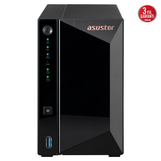 [AS3302T-V2] ASUSTOR AS3302T V2, 2Gb DDR4 Ram, 2 Yuvalı (2x20TB Destek), 1x2.5GbE Network, 3xUSB 3.2, Tower NAS (Yedekleme) Cihazı