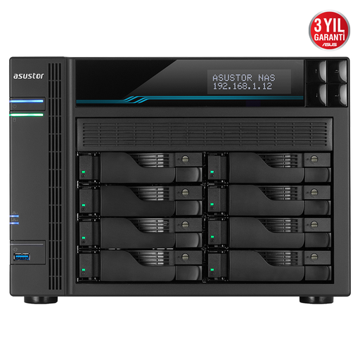 [AS6508T] ASUSTOR AS6508T, 8Gb DDR4 Ram, 8 Yuvalı (8x22TB Destek), 2xM.2 NVMe PCI-e, 2x10GbE, 2x2.5GbE Network, 2xUSB 3.2, Tower NAS (Yedekleme) Cihazı