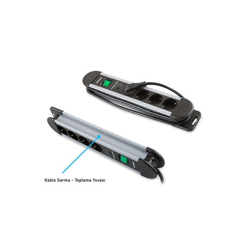 [SPGKS03] S-LINK Swapp SPGKS03, 3 Soket, Akım Korumalı Priz, 1.5Mt Kablo, 900 Joule (Gri) %100 Bakır