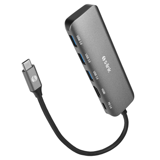 [SWV-USBC030] S-LINK SWV-USBC030, Type-C to HDMI, 3xUSB3.0, 1xPD Metal, USB HUB ve Çevirici
