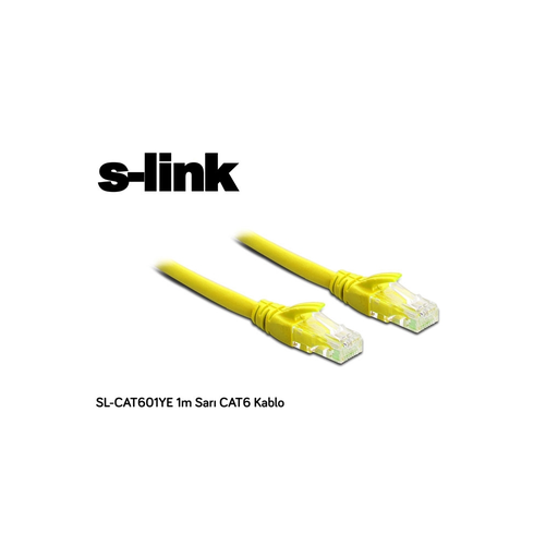 [SL-CAT601YE] S-Link SL-CAT601YE, CAT6 Patch, 1Mt Kablo (Sarı)