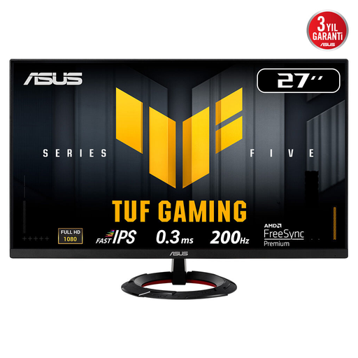 [VG279Q5R] ASUS TUF GAMING VG279Q5R 27" 0.3ms, 200Hz, Full HD, DP, 2xHDMI, Hoparlör, Fast IPS LED, ELMB Sync Premium, GAMING Monitör