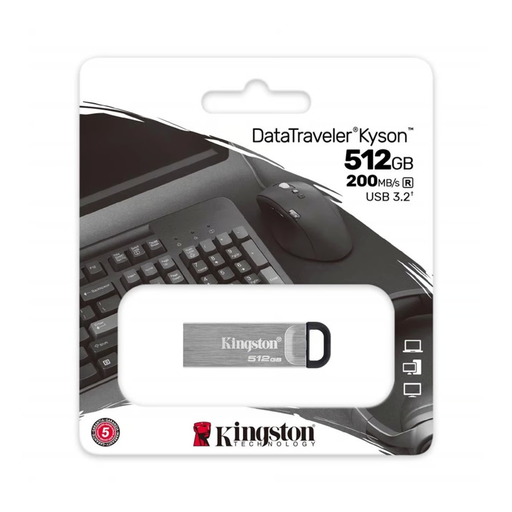 [KINGSTON-DTKN-512GB] KINGSTON DTKN/512GB USB 3.2 Data Traveler Kyson Flash Disk (Siyah-Gri)