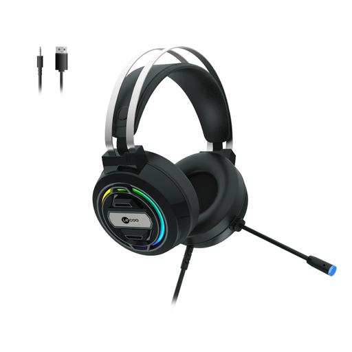 [HT401] LECOO HT401, Kablolu, 3.5mm Jac, USB, Rainbow Aydınlatma, Gaming, Mikrofonlu, Kulaklık (Siyah)