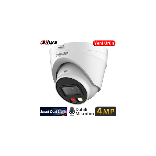 [IPC-HDW1431V-SA] DAHUA IPC-HDW1431V-SA, 4Mpix, 2,8mm Lens, H265+, 30Mt Gece Görüşü, Dual Light, Mikrofonlu, PoE Dome IP Kamera