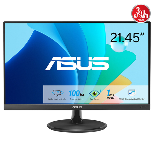 [VP227HF] ASUS VP227HF 21,45" 1ms, 100Hz, Full HD, HDMI, VGA, VA LED, Çerçevesiz Tasarım, Düşük Mavi Işık, FreeSync Kurumsal Monitör