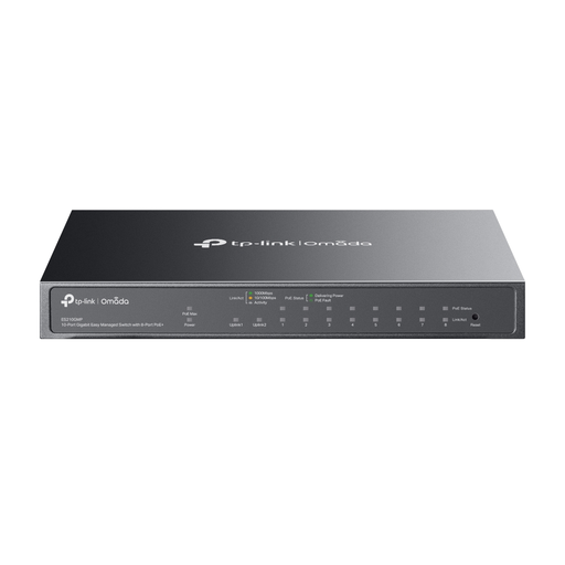 [ES210GMP] OMADA ES210GMP, 10 Port Gigabit, 8 Port PoE+, 1Port Gigabit Combo SFP, 123W, Yönetilebilir Metal Kasa Masaüstü/Vesa Switch
