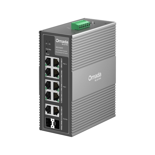 [IES210GPP] OMADA IES210GPP Industrial, 10 Port Gigabit, 6 Port Poe+, 2 Port Poe++, 2 Port Combo SFP, 240W, Yönetilebilir Endüstriyel Switch