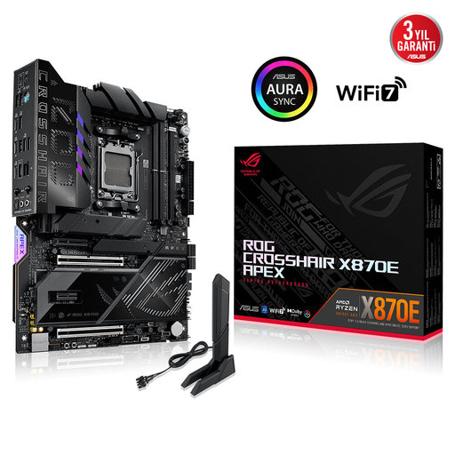 [ROG-CROSSHAIR-X870E-APEX] ASUS ROG CROSSHAIR X870E APEX, 2xDDR5, 5xM.2, 2xDP, Type-C, PCIe 5.0, 2xWi-Fi 7, Bluetooth v5.4, AM5 Soket GAMING Anakart