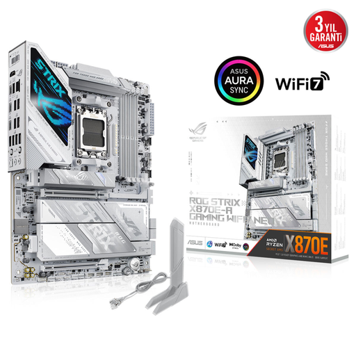 [ROG-STRIX-X870E-A-GAMING-WIFI7-NEO] ASUS ROG STRIX X870E-A GAMING WIFI7 NEO, 4xDDR5,  4xM.2, HDMI, DP, Type-C, PCIe 5.0, 2xWi-Fi 7, Bluetooth v5.4, AM5 Soket GAMING Anakart