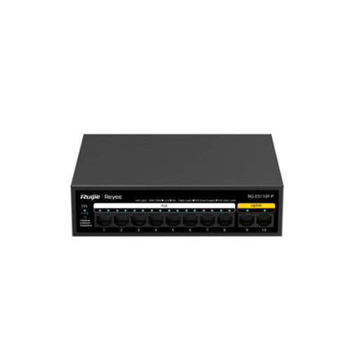 [RG-ES110F-P] RUIJIE REYEE RG-ES110F-P 10 Port, 8 Port MegaBit  POE, 110W, 2 Port Uplink, Metal Kasa Switch