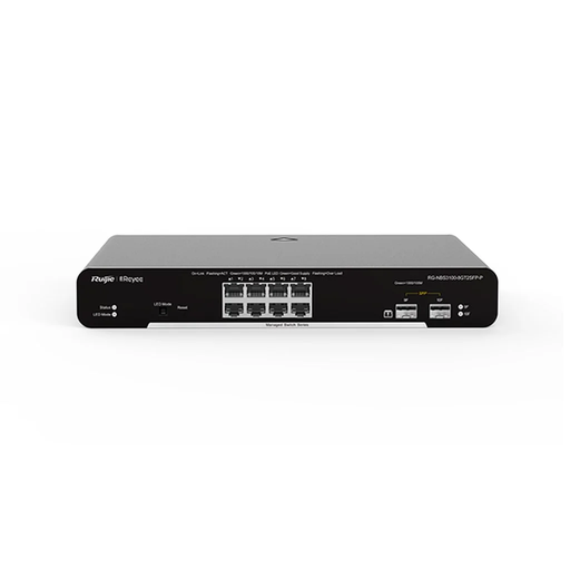 [RG-NBS3100-8GT2SFP] RUIJIE REYEE RG-NBS3100-8GT2SFP, 8 Port, GigaBit, 2Port SFP, L2 Yönetilebilir, Metal Kasa, Masaüstü, Switch
