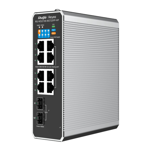 [RG-NIS2100-8GT2SFP-HP] RUIJIE REYEE RG-NIS2100-8GT2SFP-HP 8 Port  GigaBit PoE, 240W,  2Port SFP, Endüstriyel Switch