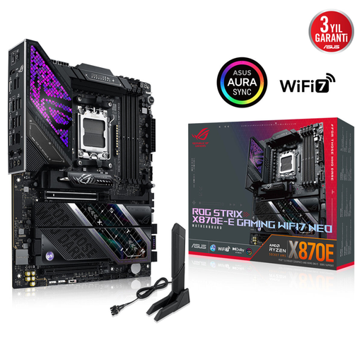 [ROG-STRIX-X870E-E-GAMING-WIFI7-NEO] ASUS ROG STRIX X870E-E GAMING WIFI7 NEO, 4xDDR5,  5xM.2, HDMI, DP, Type-C, PCIe 5.0, 2xWi-Fi 7, Bluetooth v5.4, AM5 Soket GAMING Anakart