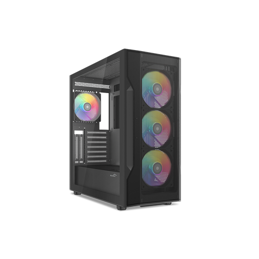 [SAMA-S40BK-H700BK] SAMA S40BK Black, H700BK 700W, 80 PLUS, Tempered Glass Panel, Mesh Ön Panel, Type-C, 4x120mm ARGB Fan, ATX, GAMING KASA
