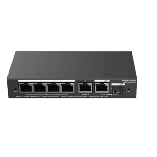 [RG-ES206GS-P] RUIJIE REYEE RG-ES206GS-P  6Port GigaBit ,4X PoE  54W, 1 Port Gİgabit Uplink, 1 Gİgabit Combo,  Colud Yönetilebilir Switch  Metal Kasa