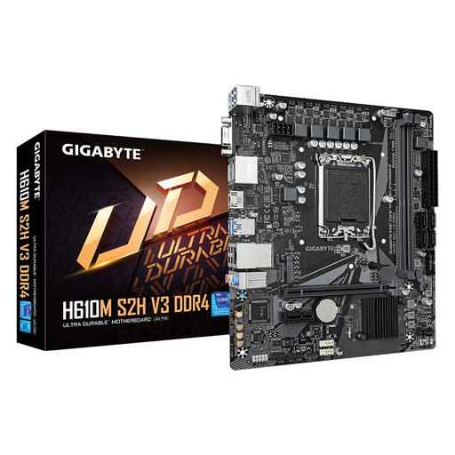 [H610M-S2H-V3] GIGABYTE H610M S2H V3, DDR4, rev1.0, 2xDDR4, M.2, D-SUB, HDMI, DP, 12-13.14.Nesil, LGA1700 Soket, Anakart
