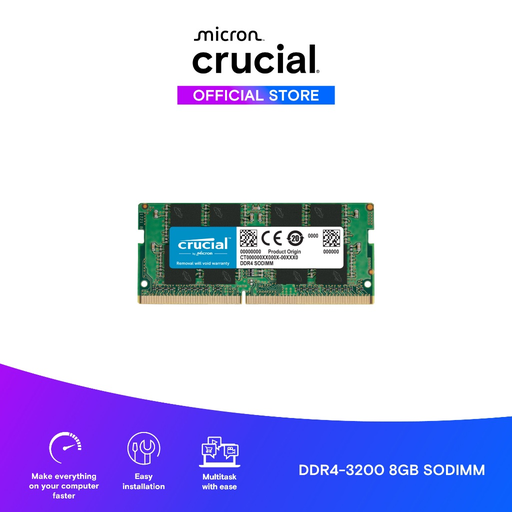 [CT8G4SFRA32A] CRUCIAL CT8G4SFRA32A, 8Gb, 3200Mhz, DDR4, CL22,  1.2V, SODIMM, Notebook RAM (By Micron)