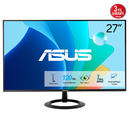 [VZ279HG] ASUS VZ279HG 27" 1ms, 120Hz, Full HD, HDMI, VGA, IPS LED, Çerçevesiz Tasarım, Düşük Mavi Işık, FreeSync GAMING Monitör