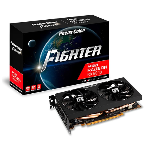 [AXRX-6600-8GBD6-3DH] PowerColor AXRX-6600-8GBD6-3DH, Fighter, AMD Radeon RX 6600, 8Gb, GDDR6,128Bit, 1xHDMI, 3xDP, GAMING Ekran Kartı