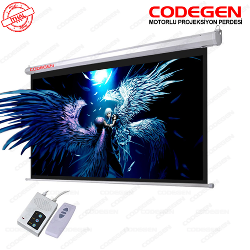 [EX-18] Codegen EX-18 MOTORLU PROJEKSİYON PERDESİ 180x180 Elektrikli Uzaktan Kumandalı (Arkası Siyah Fonlu - Duvar/Tavan Asılabilir)