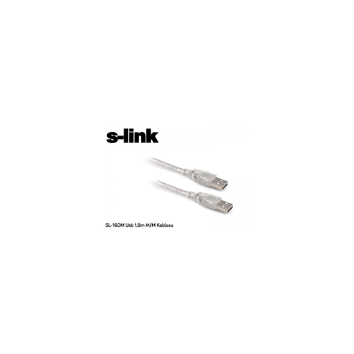 [SL-160M] S-LINK SL-160M, İki Ucu Erkek M/M USB Kablosu, USB To USB 2.0 KABLO, 1.8mt