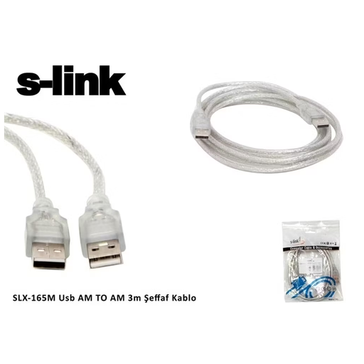 [SL-165M] S-LINK SL-165M, İki Ucu Erkek M/M USB Kablosu, USB To USB 2.0 KABLO, 3mt