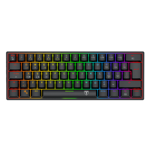 [T-TGK317RGB] T-DAGGER T-TGK317RGB, VERDE, USB Kablolu, Bluetooth, Türkçe Q, RGB Backlight, Red Mekanik Switch, 61 Tuşlu, Gaming Klavye