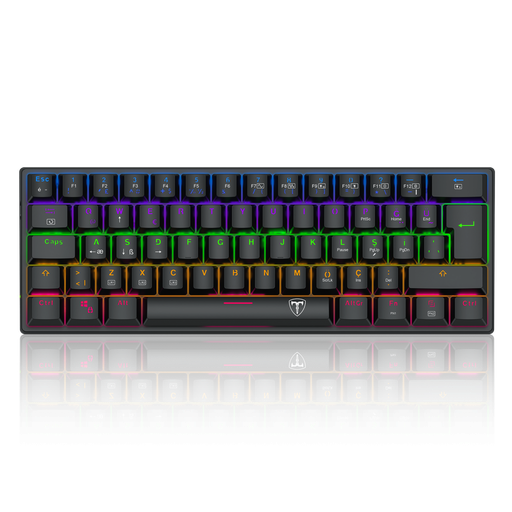 [T-TGK321-LIT] T-DAGGER T-TGK321-LIT, ARENA LITE, USB Kablolu, Türkçe Q, Rainbow Backlight, Red Mekanik Switch, 61 Tuşlu, Gaming Klavye (Siyah)