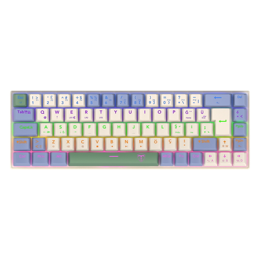 [T-TGK325BCG] T-DAGGER T-TGK325BCG, VIATOR, USB Kablolu, Türkçe Q, Rainbow Backlight, Red Mekanik Switch, 68 Tuşlu, Gaming Klavye