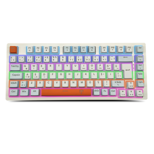 [T-TGK326WBO] T-DAGGER T-TGK326WBO, MEGATRE, USB Kablolu, Türkçe Q,  Rainbow Backlight, Red Mekanik Switch, 82 Tuşlu, Gaming Klavye