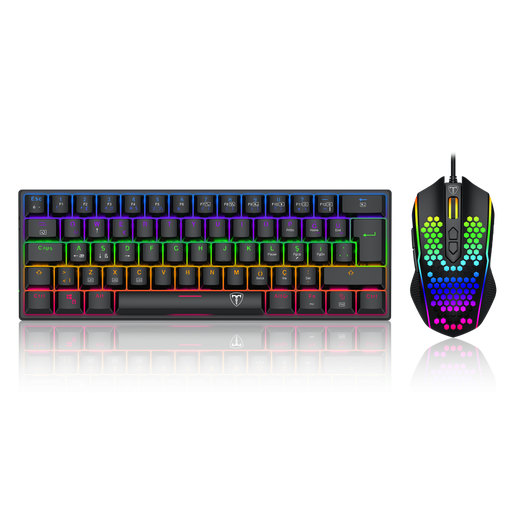 [T-TGS008-LIT] T-DAGGER T-TGS008-LIT, MAIN FORCE LITE, USB Kablolu, Türkçe Q, Rainbow Backlight, Red Mekanik Switch, 68 Tuşlu, Gaming Klavye ve RGB, 10.000DPI, Kablolu Mouse Set