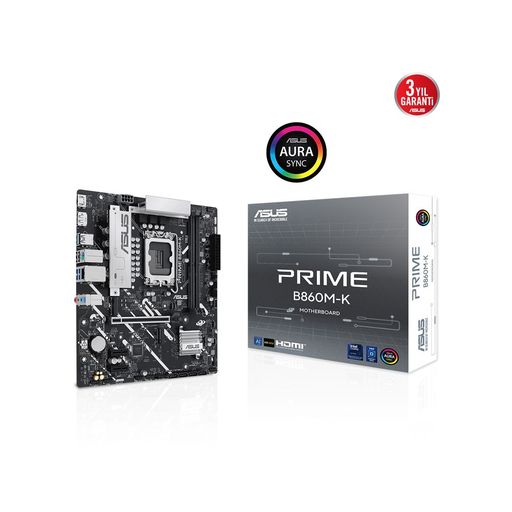 [PRIME-B860M-K] ASUS PRIME B860M-K, 8800MHz, 2xDDR5 2xM.2, HDMI, DP, Intel Core Ultra CPU(Seri 2), LGA1851 Soket Anakart