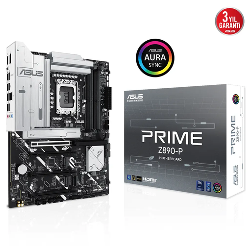 [PRIME-Z890-P] ASUS PRIME Z890-P, 7600MHz, 4xDDR5 4x M.2, HDMI, DP, Type-C, Intel Core Ultra CPU(Seri 2), LGA1851 Soket Anakart