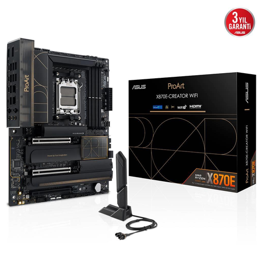 [PROART-X870E-CREATOR-WIFI] ASUS PROART X870E-CREATOR WIFI, 4xDDR5, 4xM.2, HDMI, DP, Type-C, PCIe 5.0, Wi-Fi 7, Bluetooth v5.4, AM5 Soket GAMING Anakart