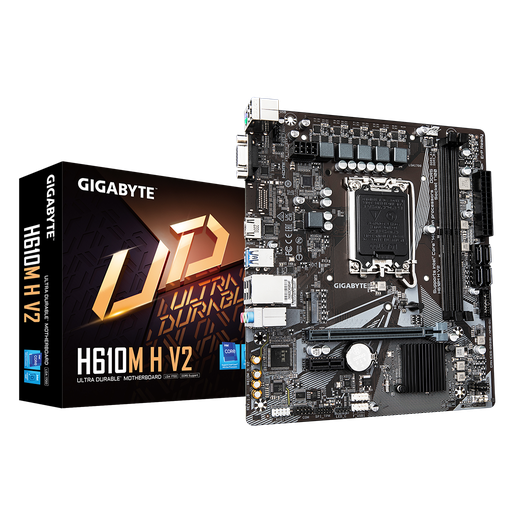 [H610M-H-V2-D5] GIGABYTE H610M H V2, rev.1.0, 2xDDR5, M.2, D-SUB, HDMI, 12-13.14.Nesil, LGA1700 Soket, Anakart