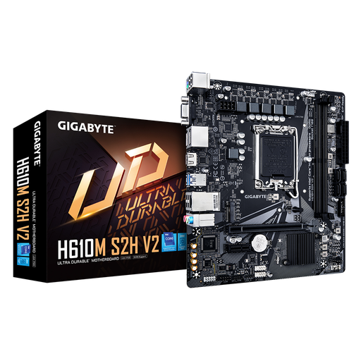 [H610M-S2H-V2] GIGABYTE H610M S2H V2, rev.1.0, 5600MHz, 2xDDR5, M.2, D-SUB, 2xDP, HDMI, 12-13-14.Nesil, LGA1700 Soket, Anakart